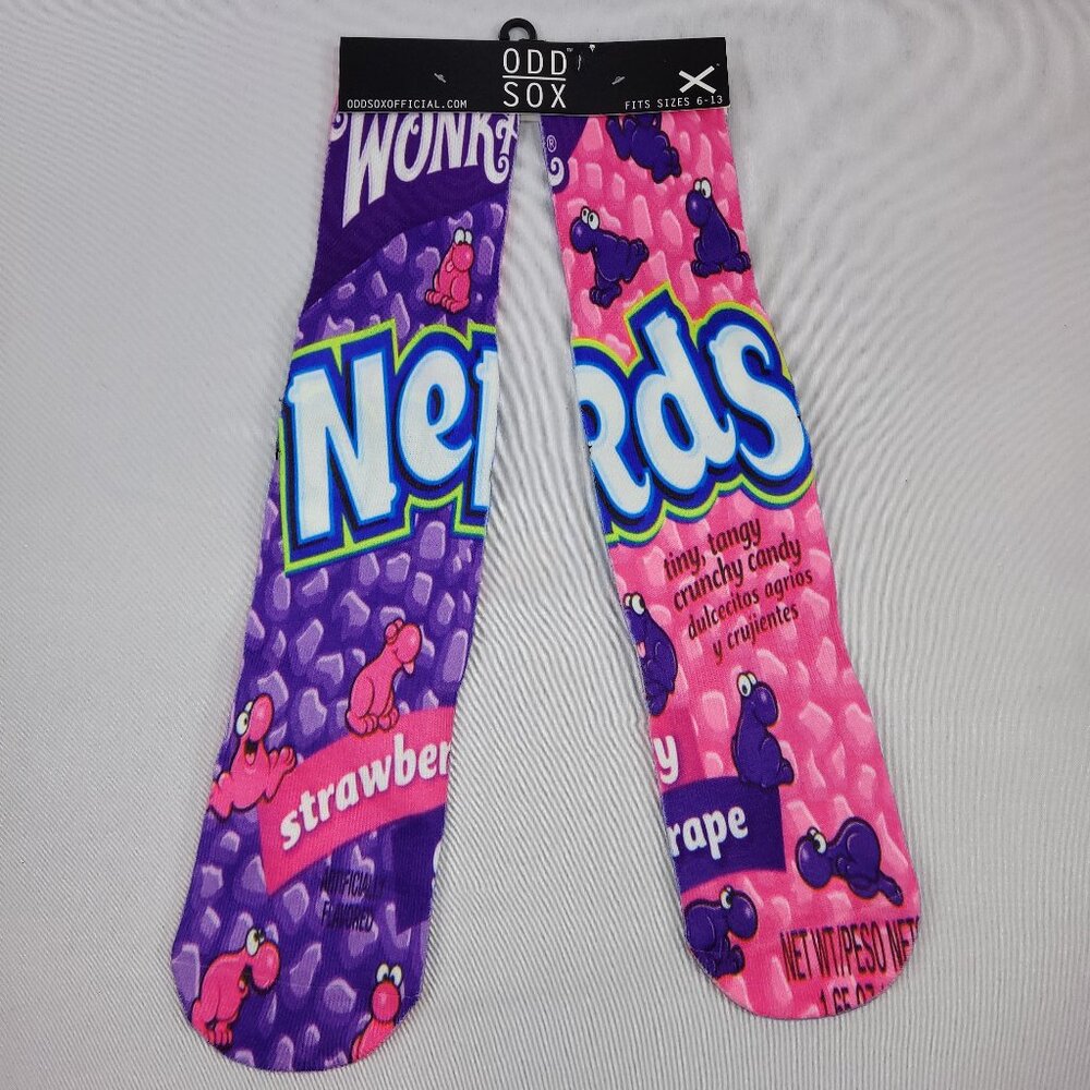 Nerds Candy 1 Pair Odd Socks Wonka Strawberry Grape size 6-13